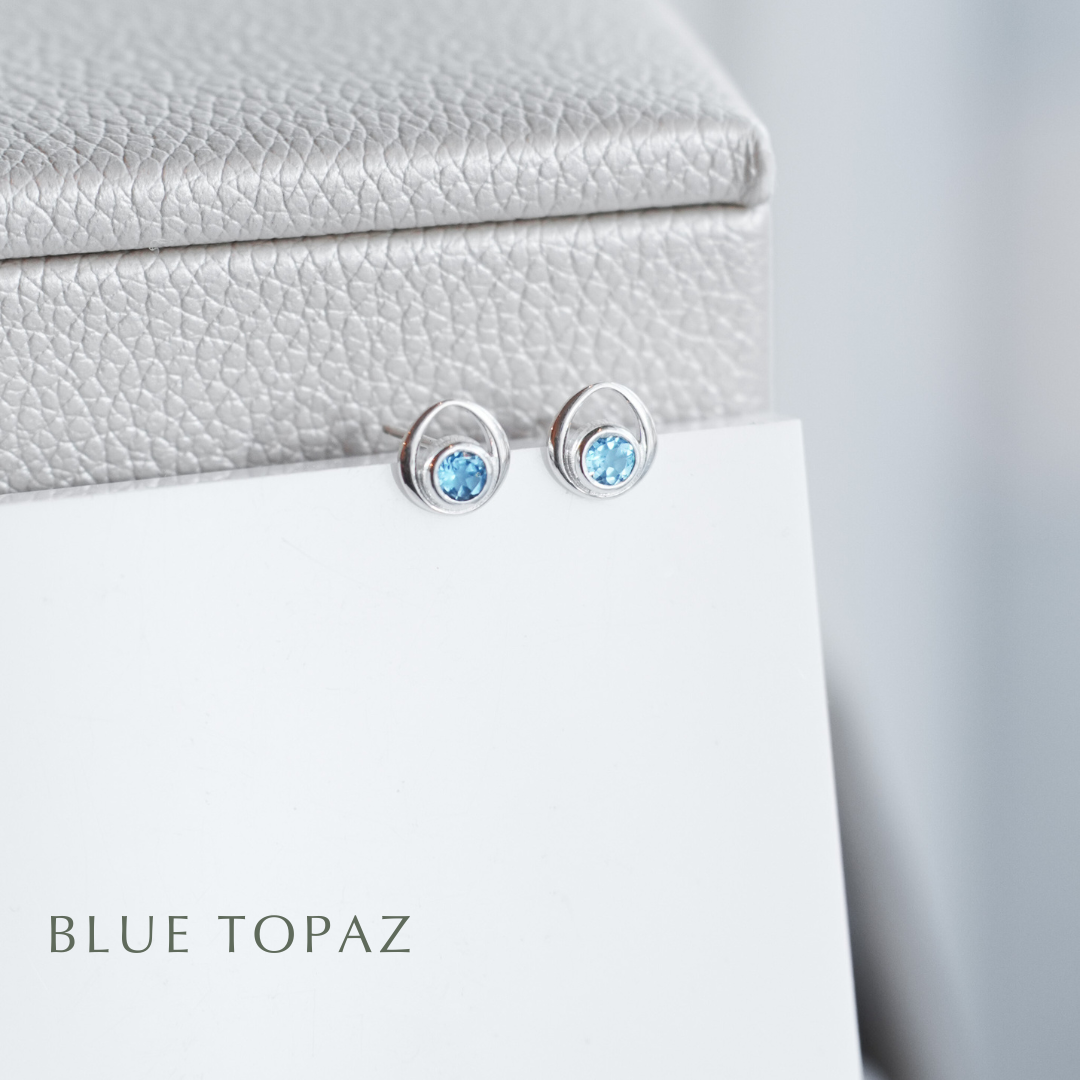 Gemstone Silver Stud Earrings - Choose your stone
