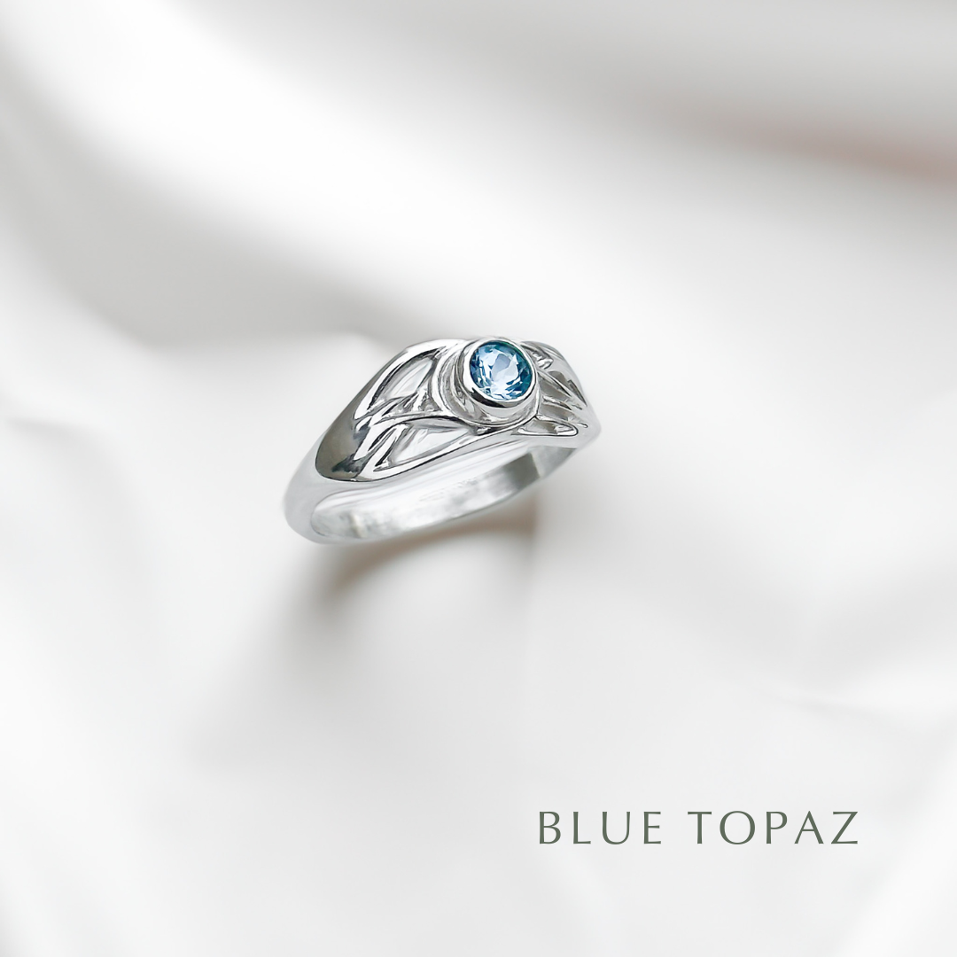 Silver and Gemstone Celtic Roots Ring - choose your stone