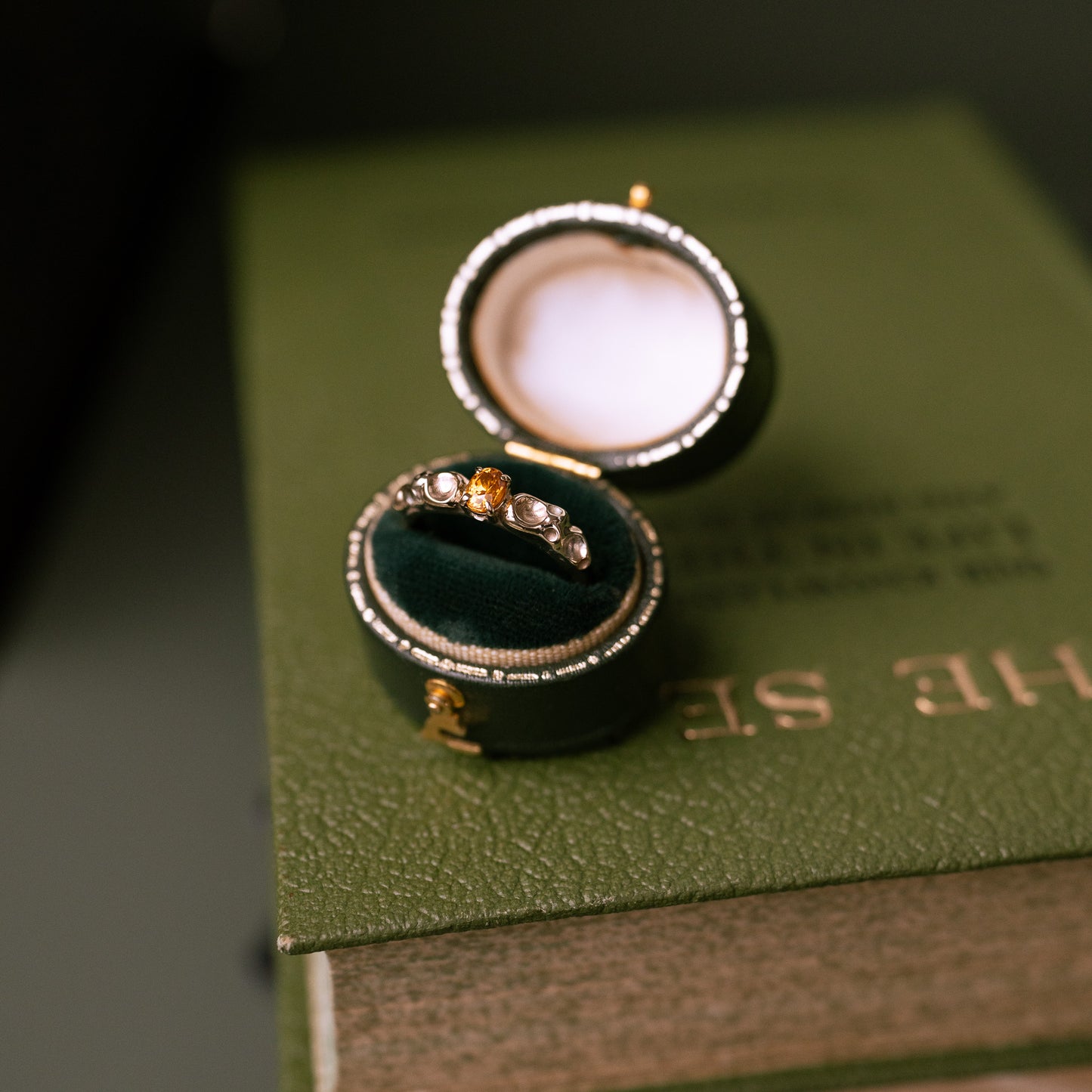 Barnacle Gold Ring with Orange Sapphire