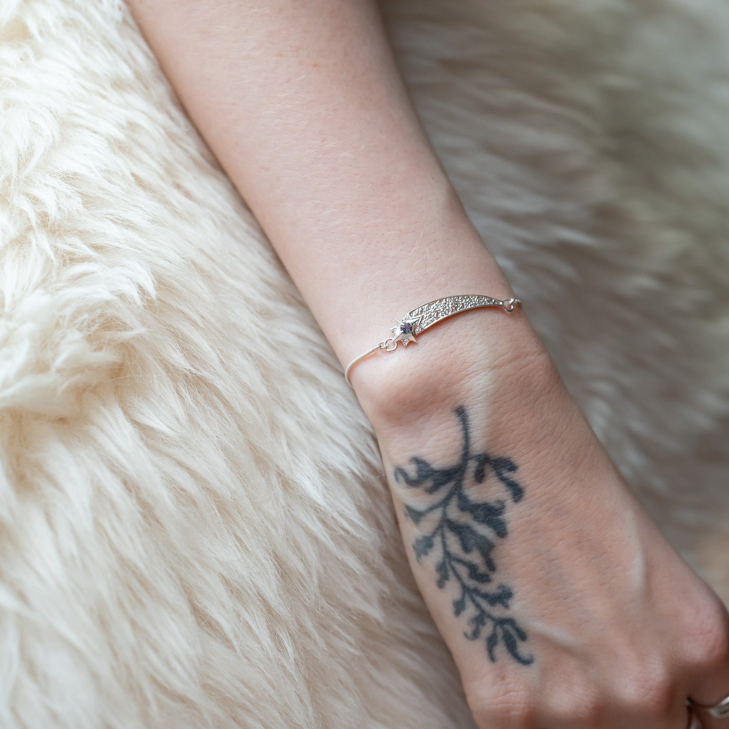 Shooting Star Sterling Silver Adjustable Slip Bracelet