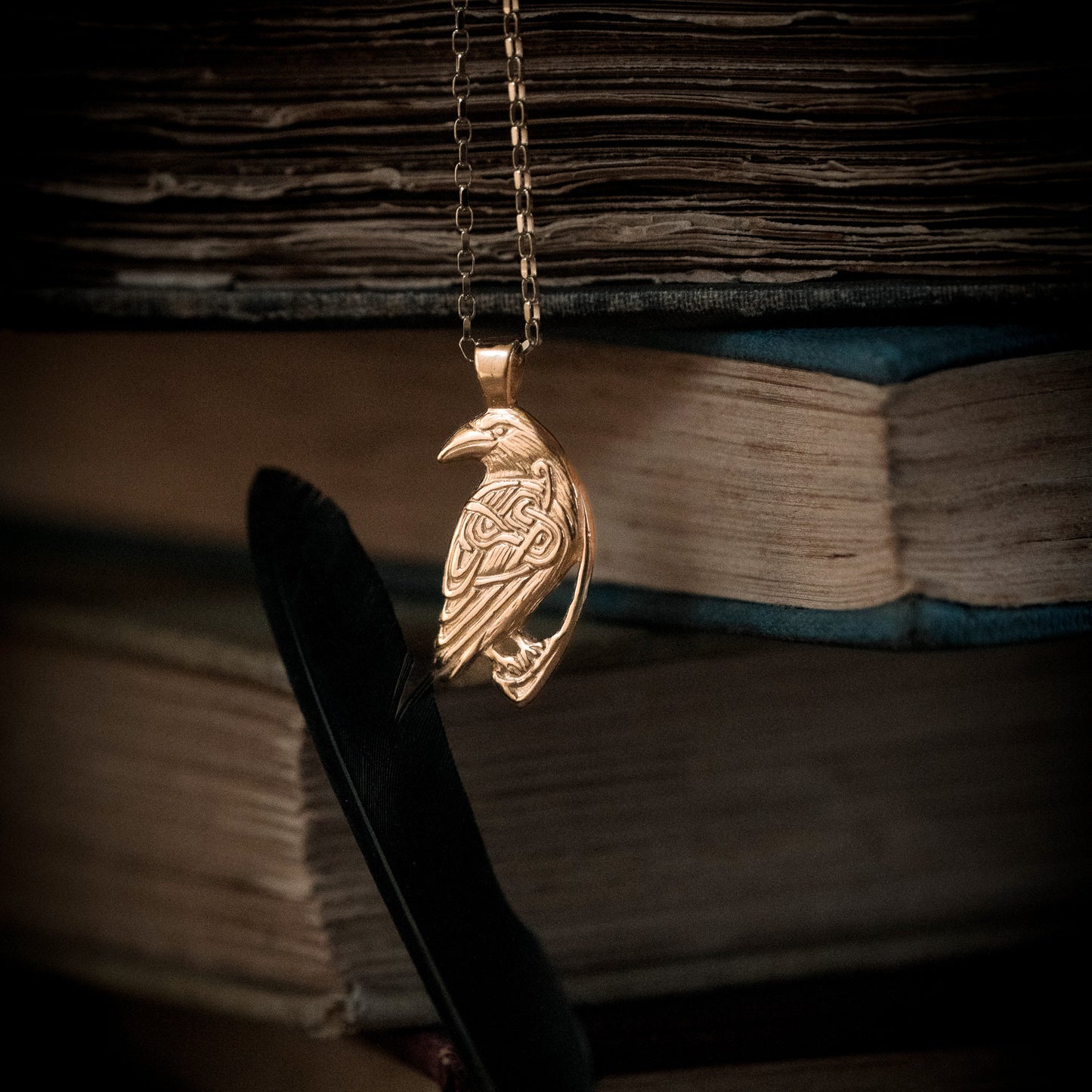 Odin's Raven Gold Pendant Necklace