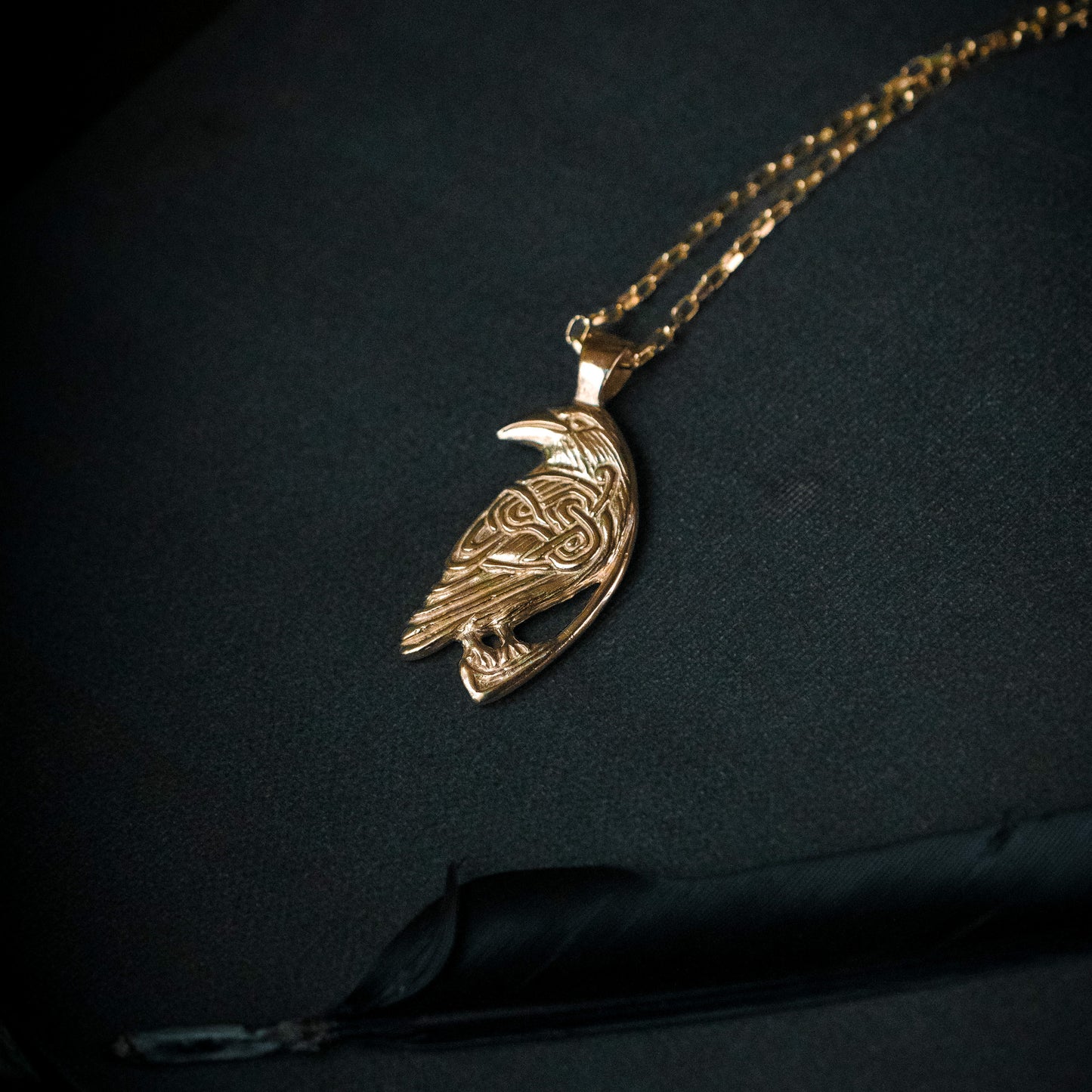 Odin's Raven Gold Pendant Necklace