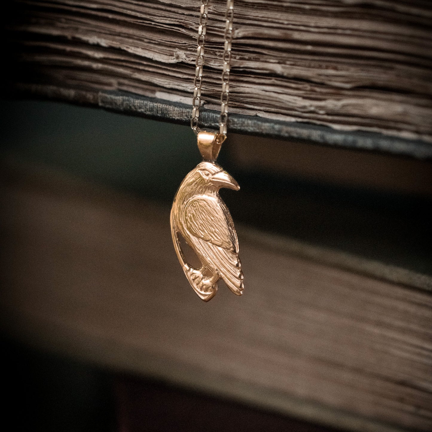 Odin's Raven Gold Pendant Necklace