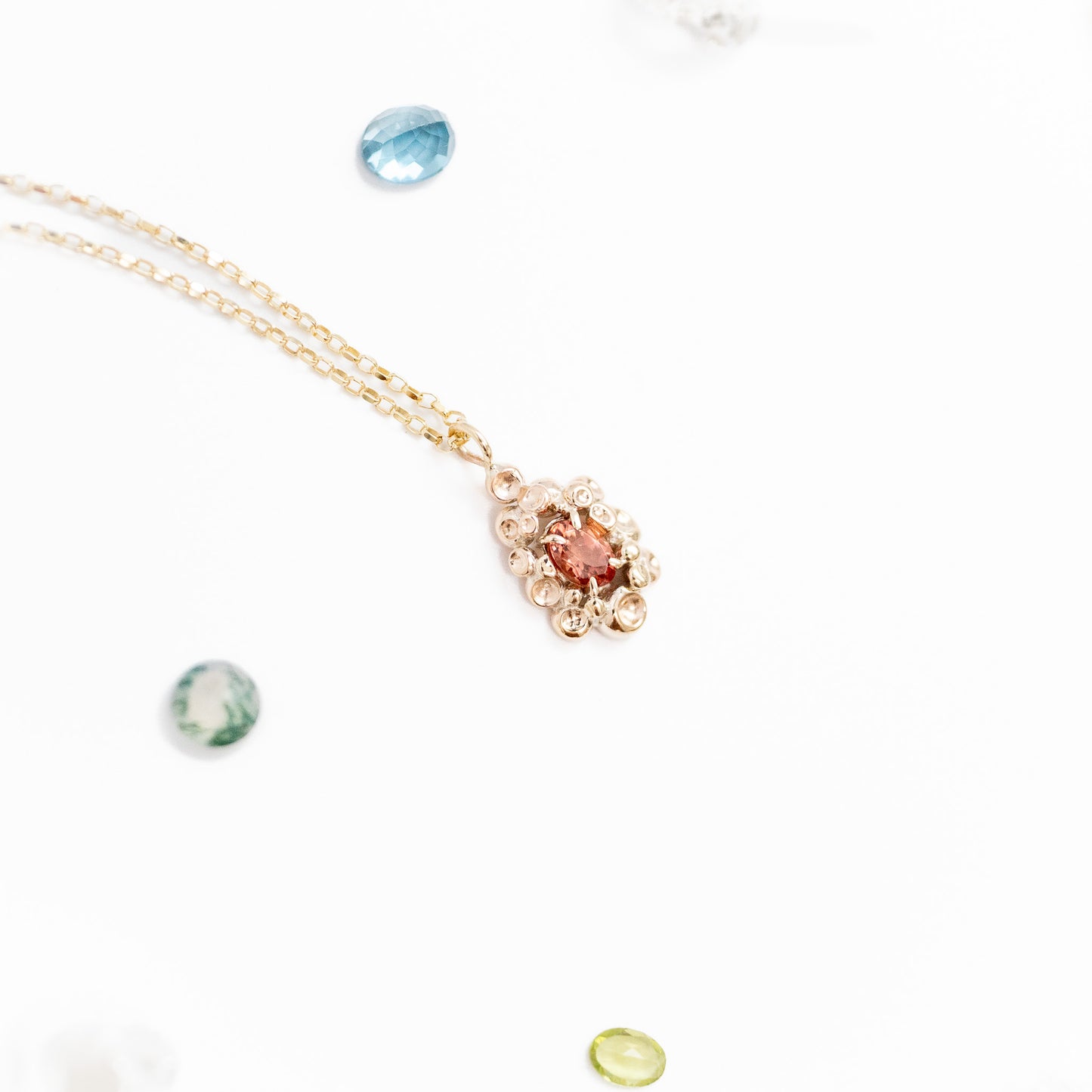 Barnacle Gold Pendant Necklace with Pink Tourmaline