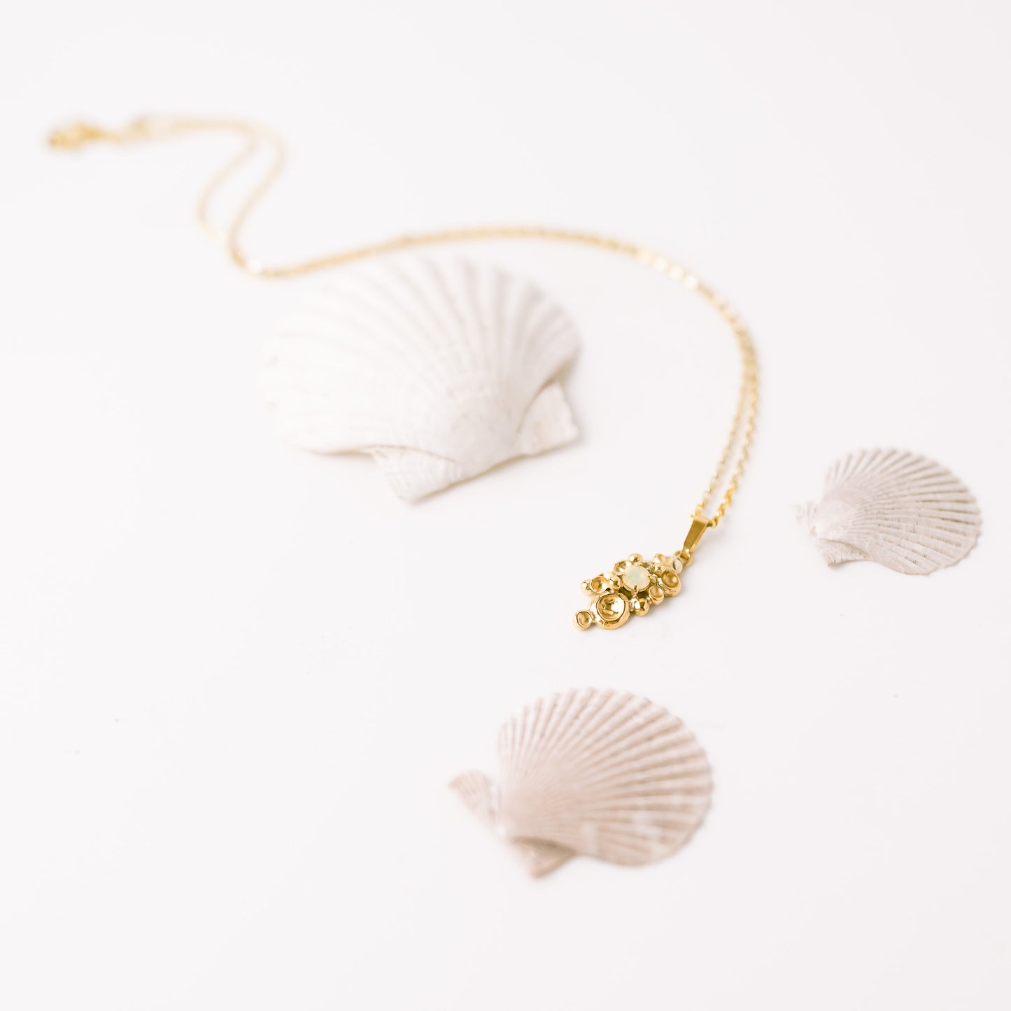 Barnacle Gold Pendant Necklace with Opal