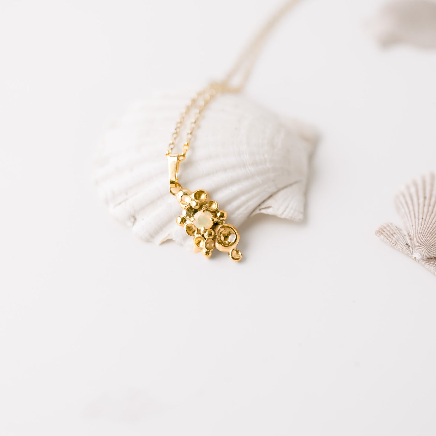 Barnacle Gold Pendant Necklace with Opal