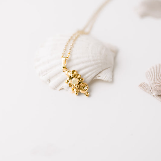 Barnacle Gold Pendant Necklace with Opal