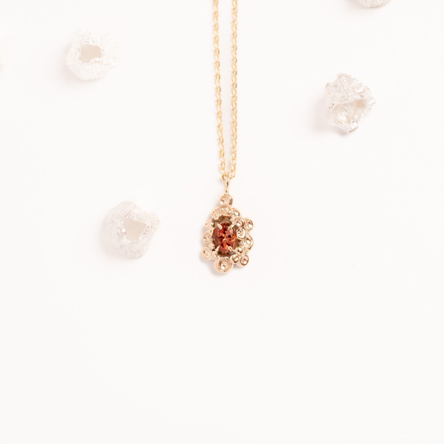 Barnacle Gold Pendant Necklace with Pink Tourmaline