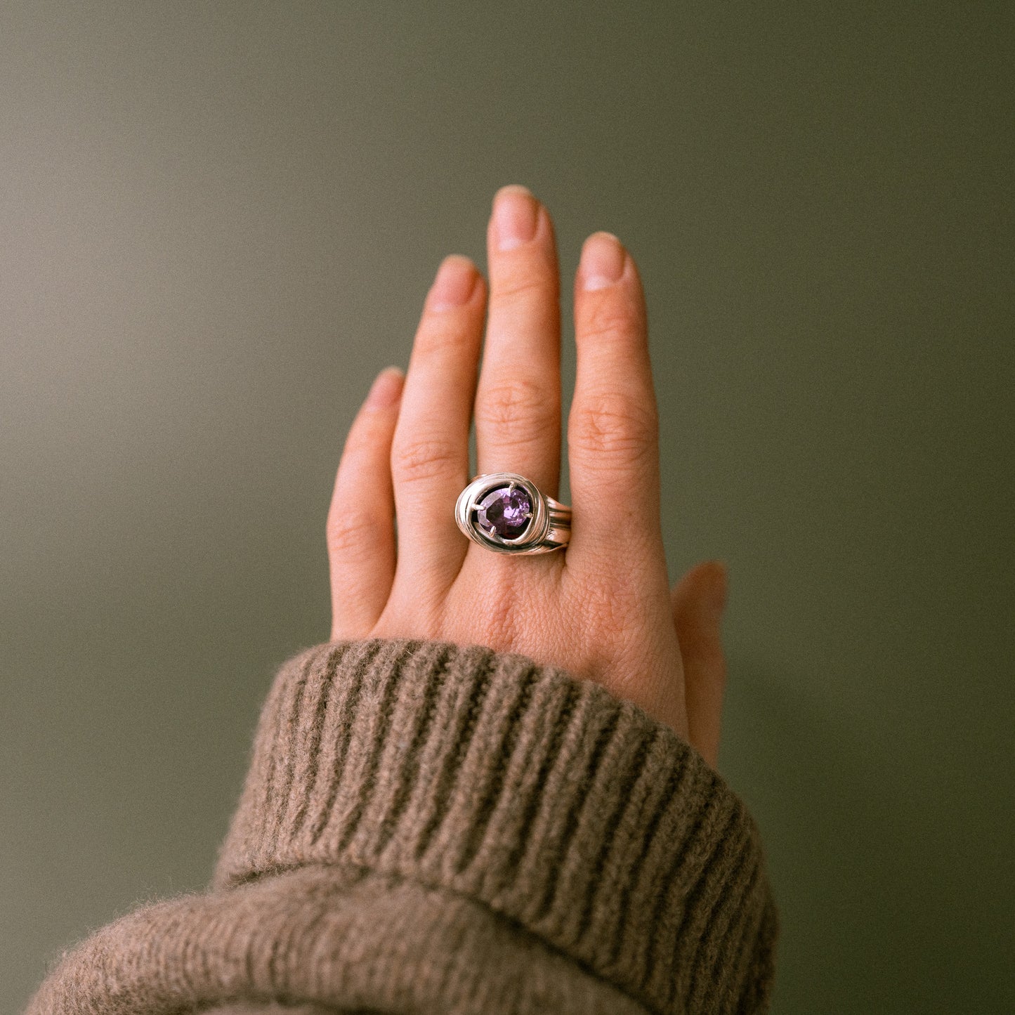 One of a Kind Drift Sterling Silver Ring with Alexandrite - Size Q
