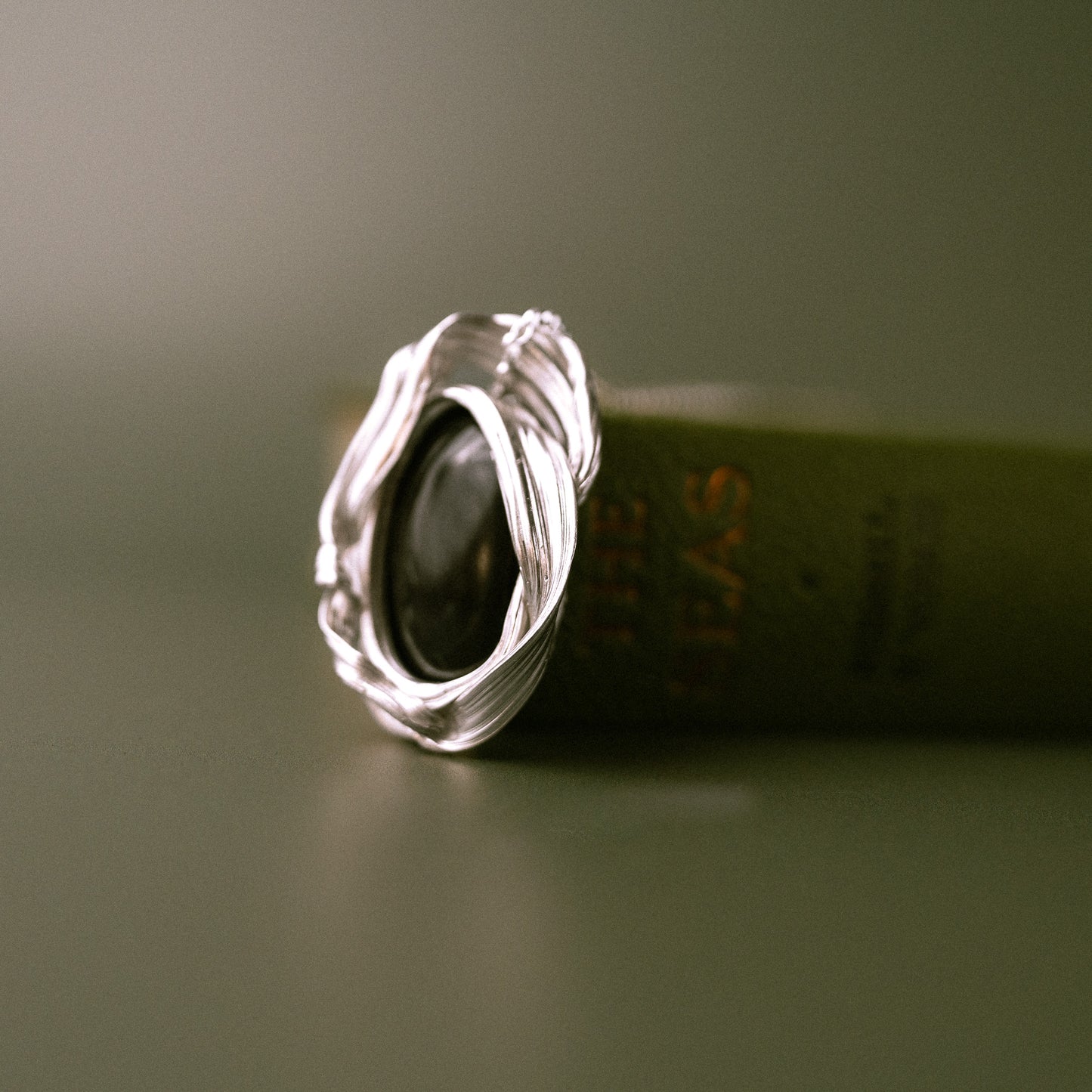 One of a Kind Long Sterling Silver Drift Necklace with Obsidian
