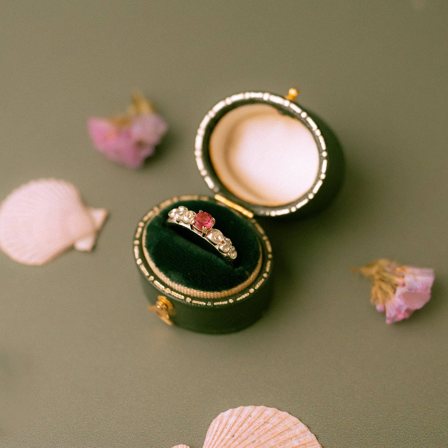 Pink Tourmaline White Gold Barnacle Ring