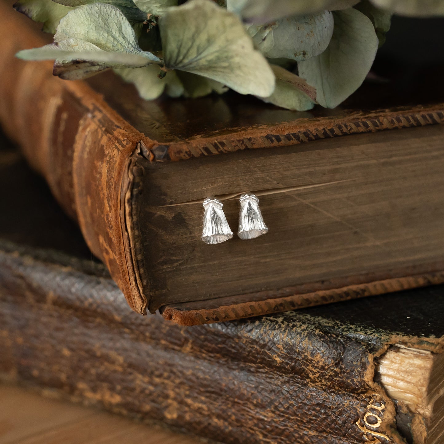 Silver Foxglove Flower Stud Earrings