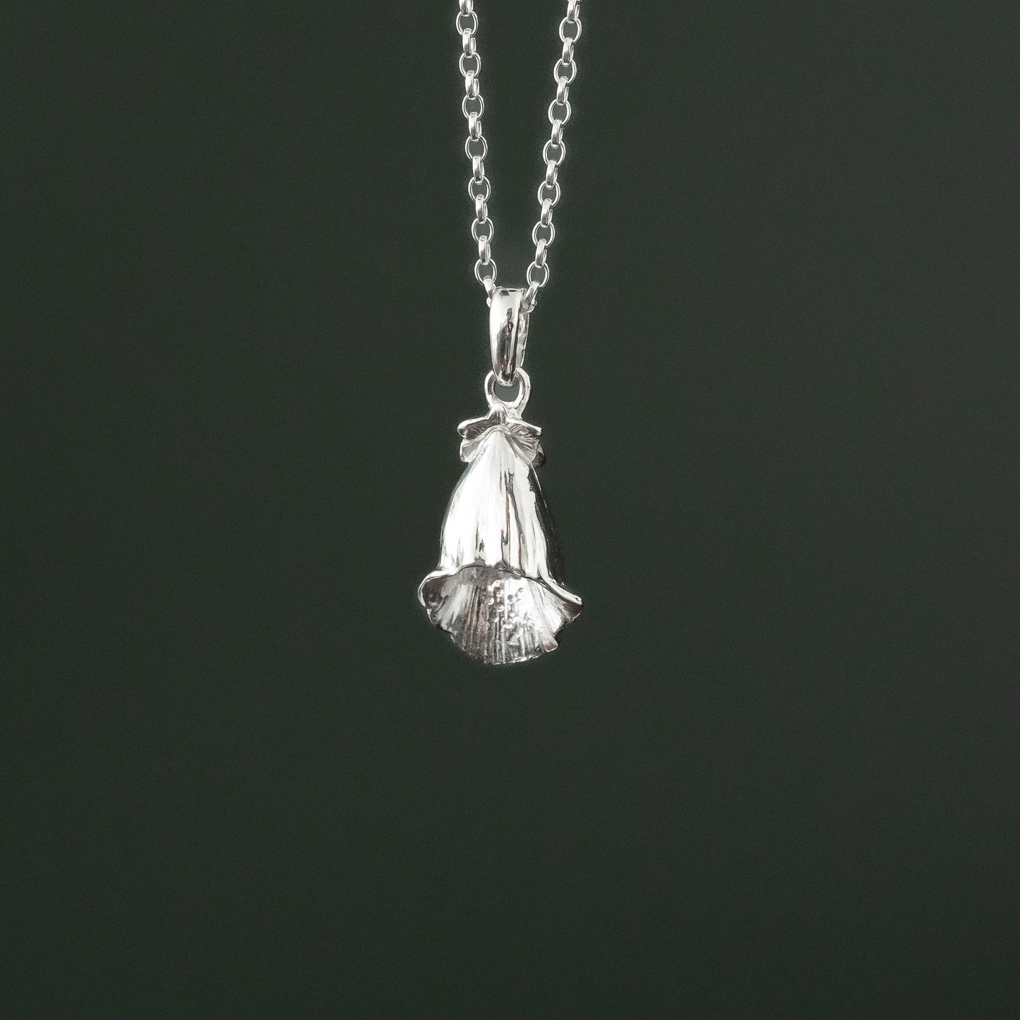 Foxglove Flower Silver Pendant Necklace