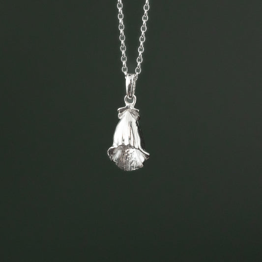 Foxglove Flower Silver Pendant Necklace