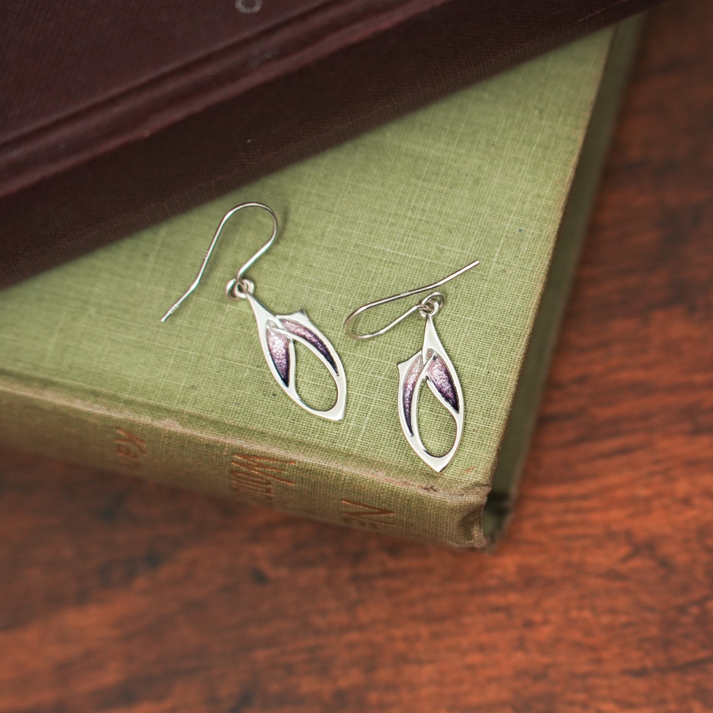 Heather - Archibald Knox Ulican Thorn Enamel Dangle Earrings