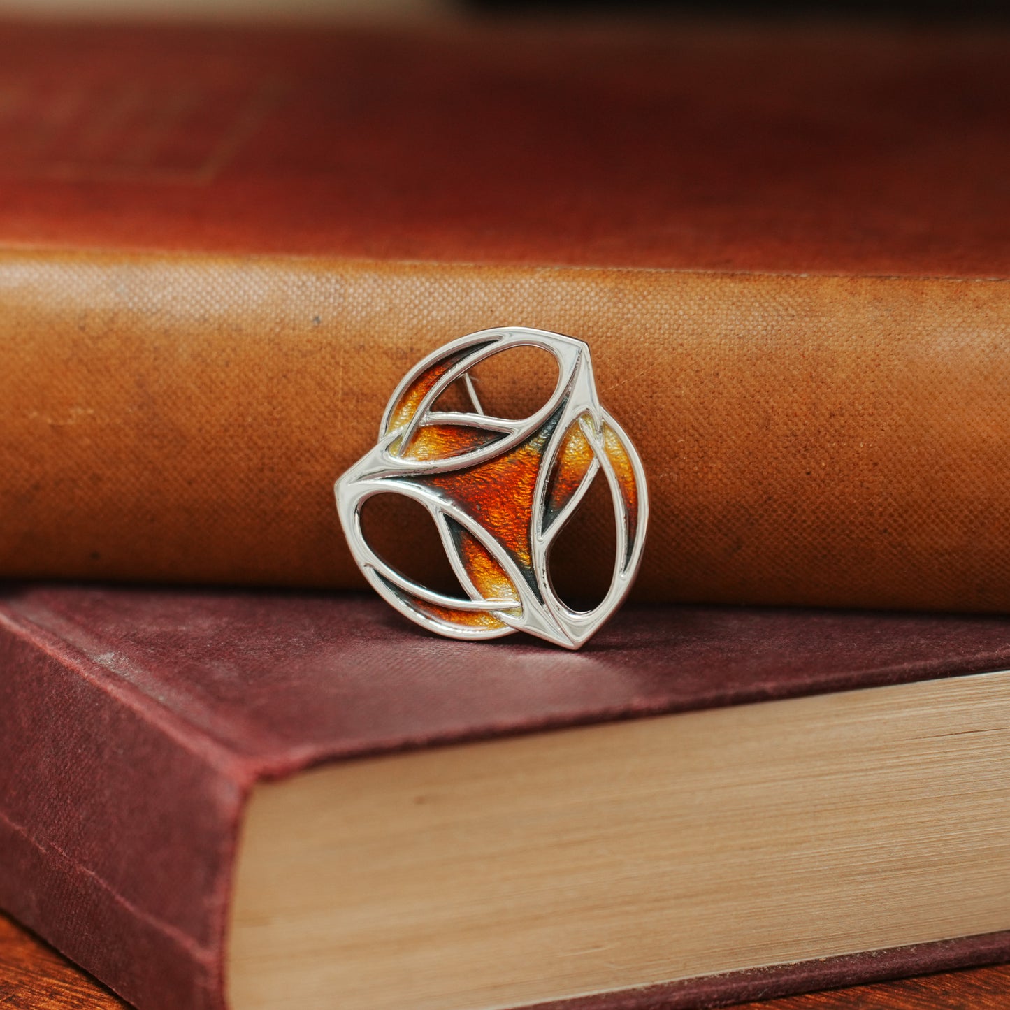Ember - Archibald Knox Ulican Enamel Silver Brooch