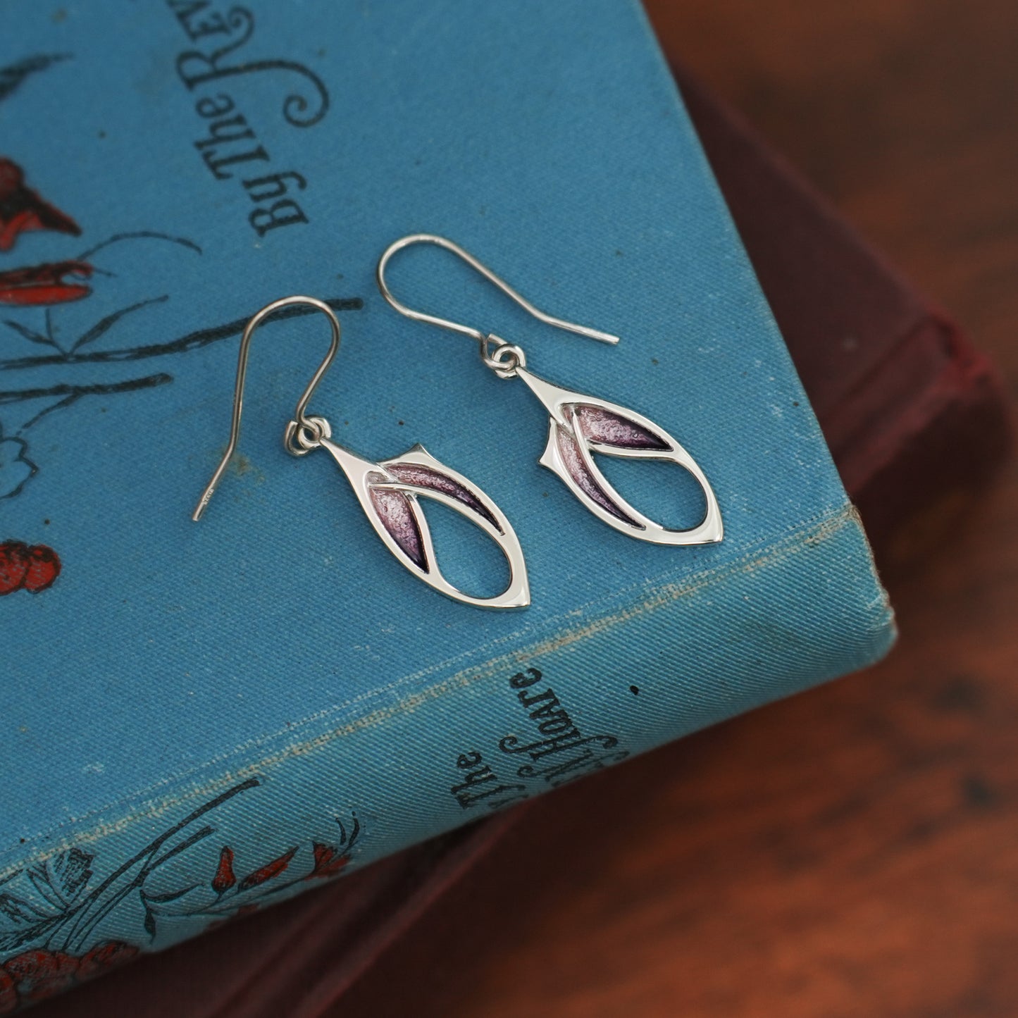 Heather - Archibald Knox Ulican Thorn Enamel Dangle Earrings