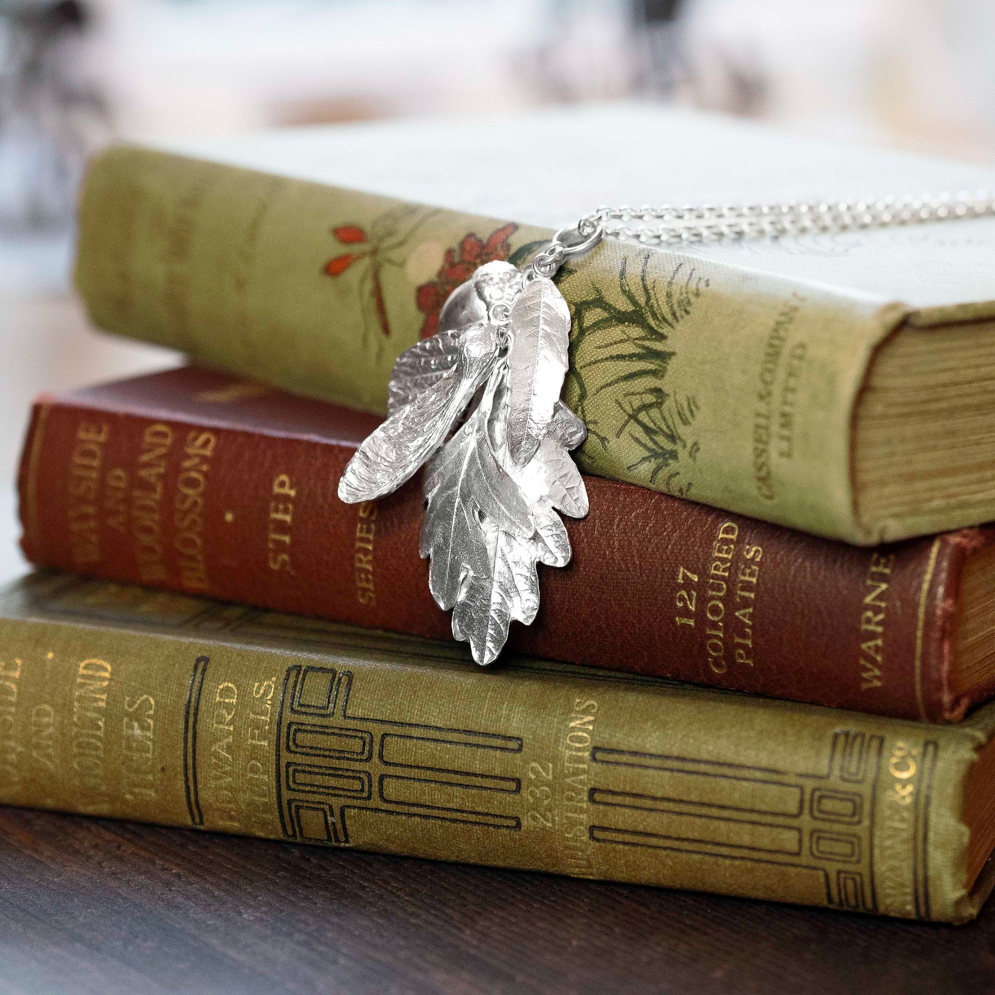 'Whispering Leaves' Sterling Silver Leaf Charm Necklace