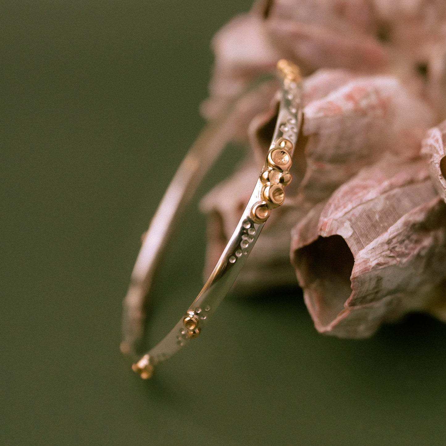 Silver and solid 9ct Gold Lost Treasure Barnacle Bangle