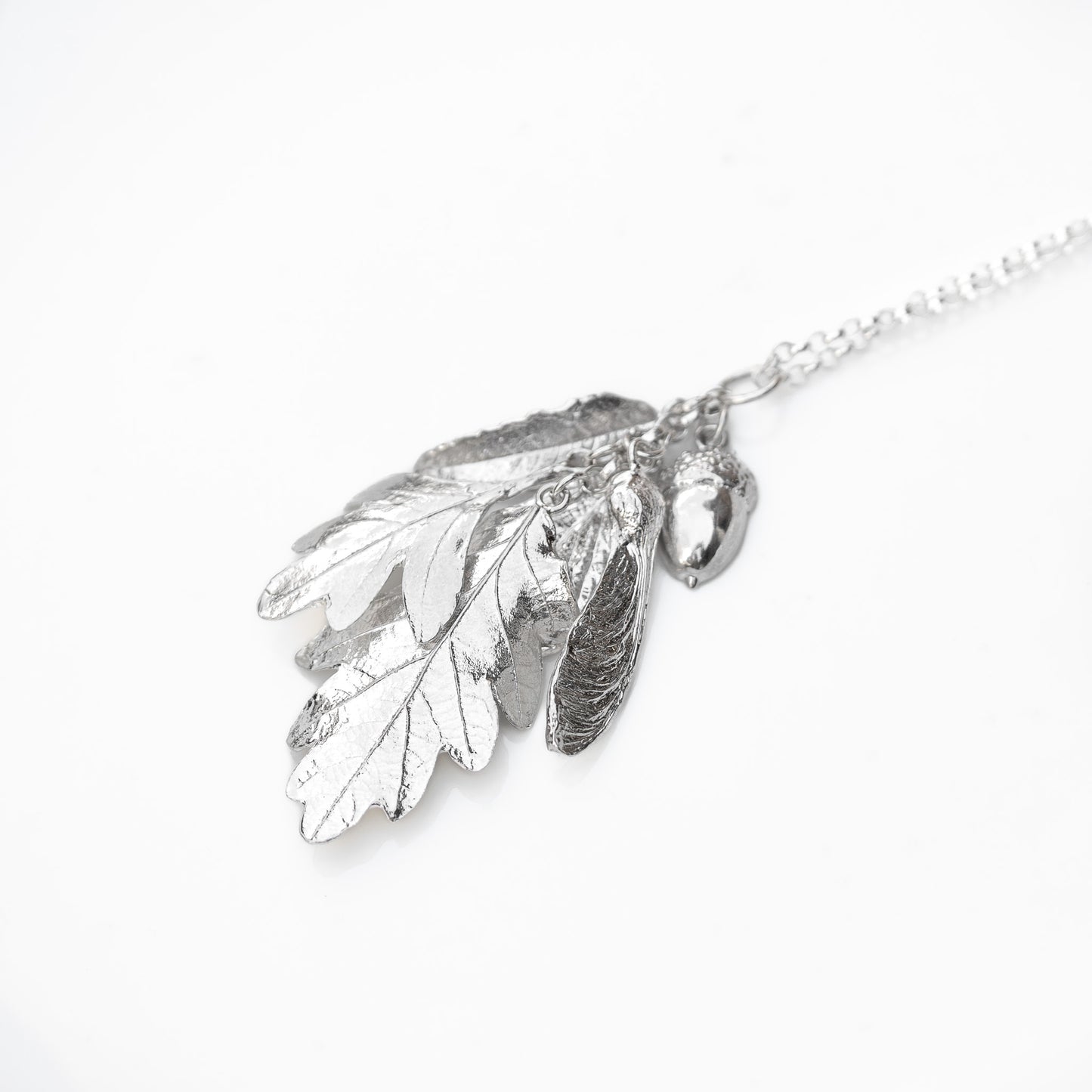 'Whispering Leaves' Sterling Silver Leaf Charm Necklace