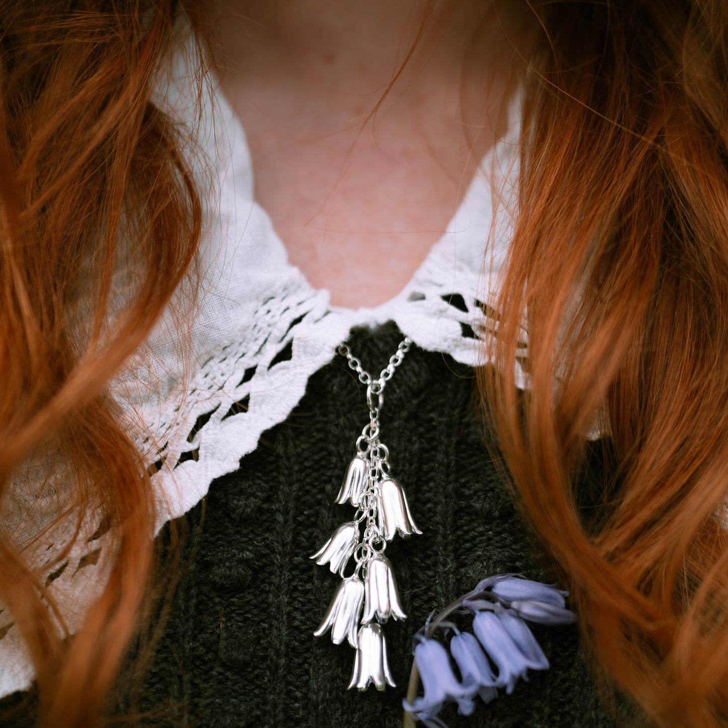 Bluebell Sterling Silver Long Charm Necklace