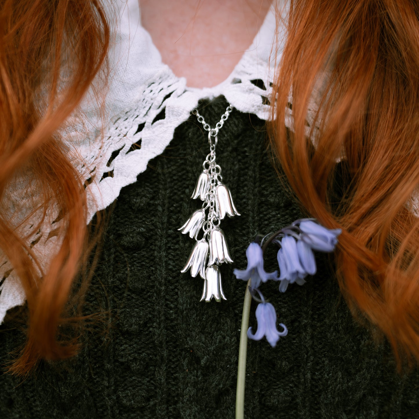 Bluebell Sterling Silver Long Charm Necklace