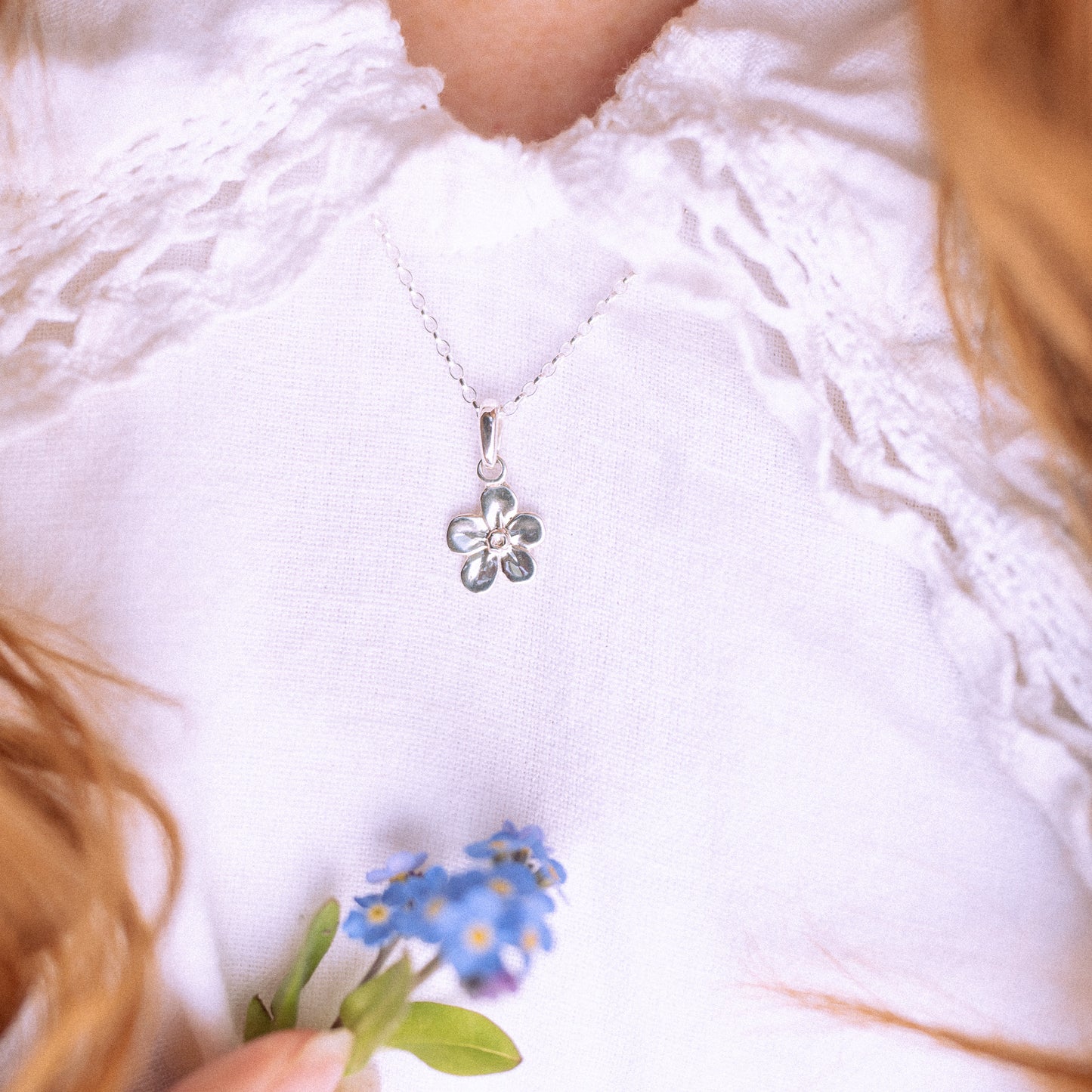 Forget Me Not Charm Necklace