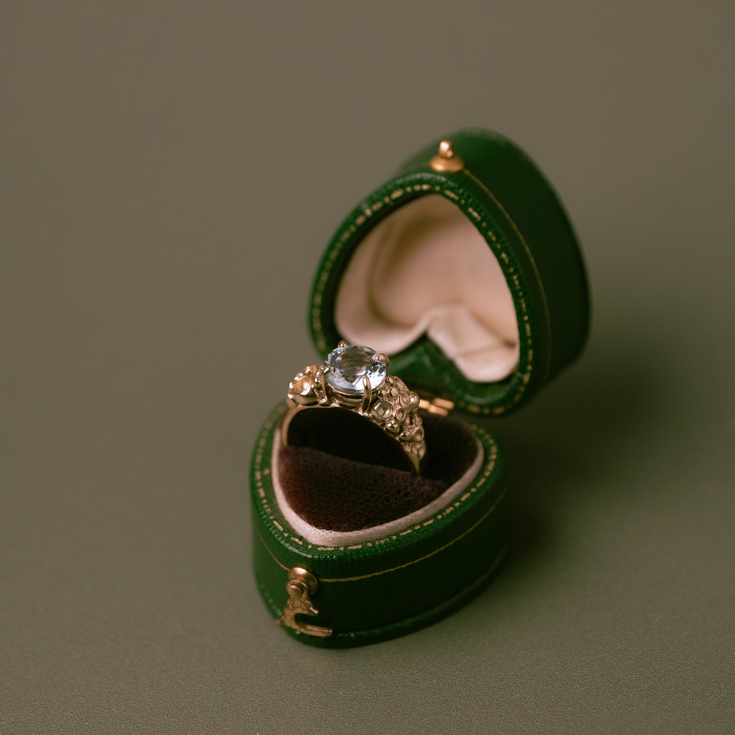 Barnacle Gold Ring with stunning Aquamarine