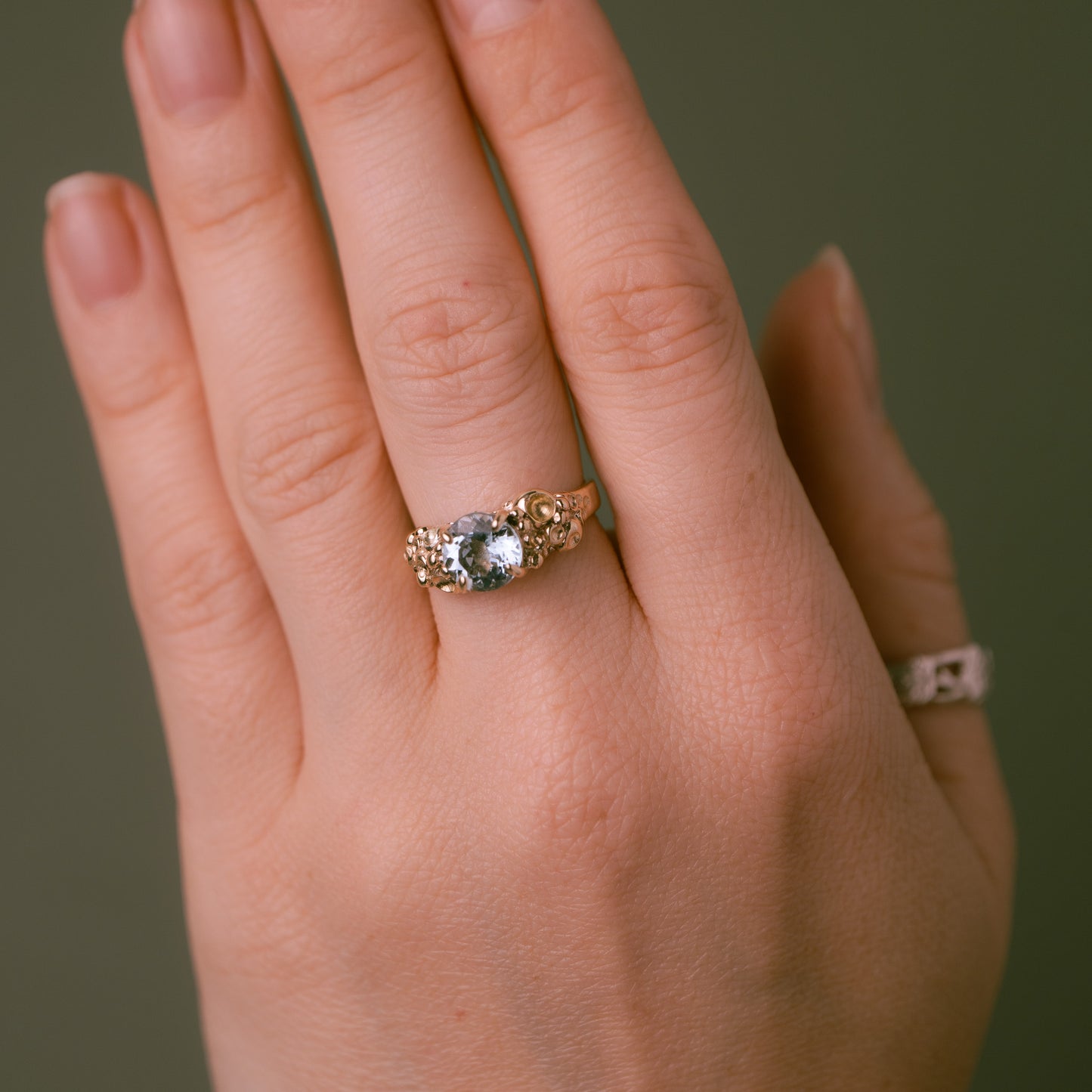 Barnacle Gold Ring with stunning Aquamarine