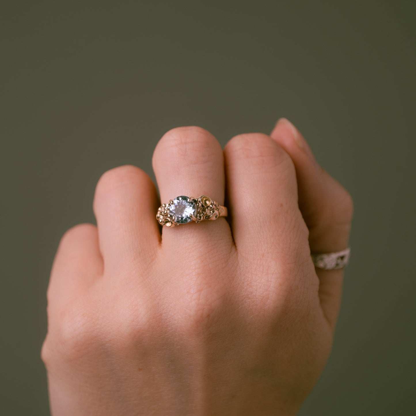 Barnacle Gold Ring with stunning Aquamarine