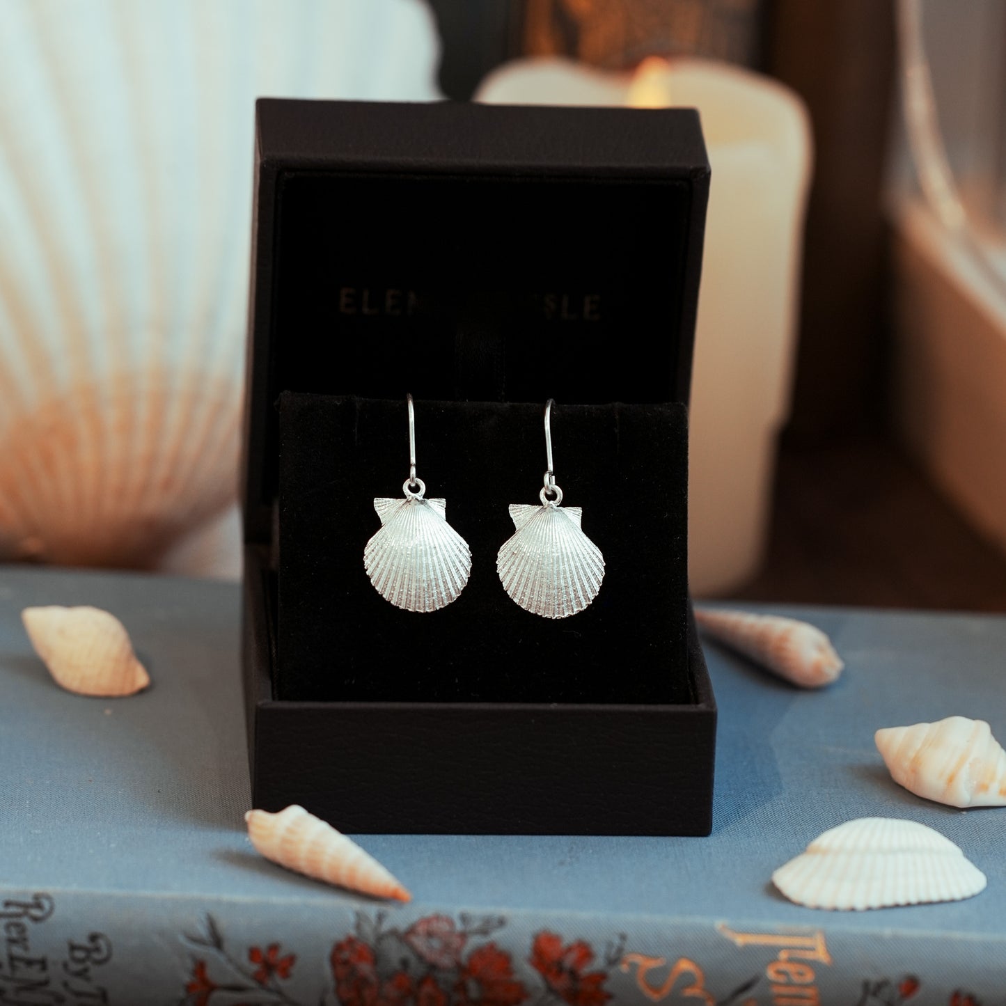 Sterling Silver Scallop Shell Dangle Earrings - Queenies