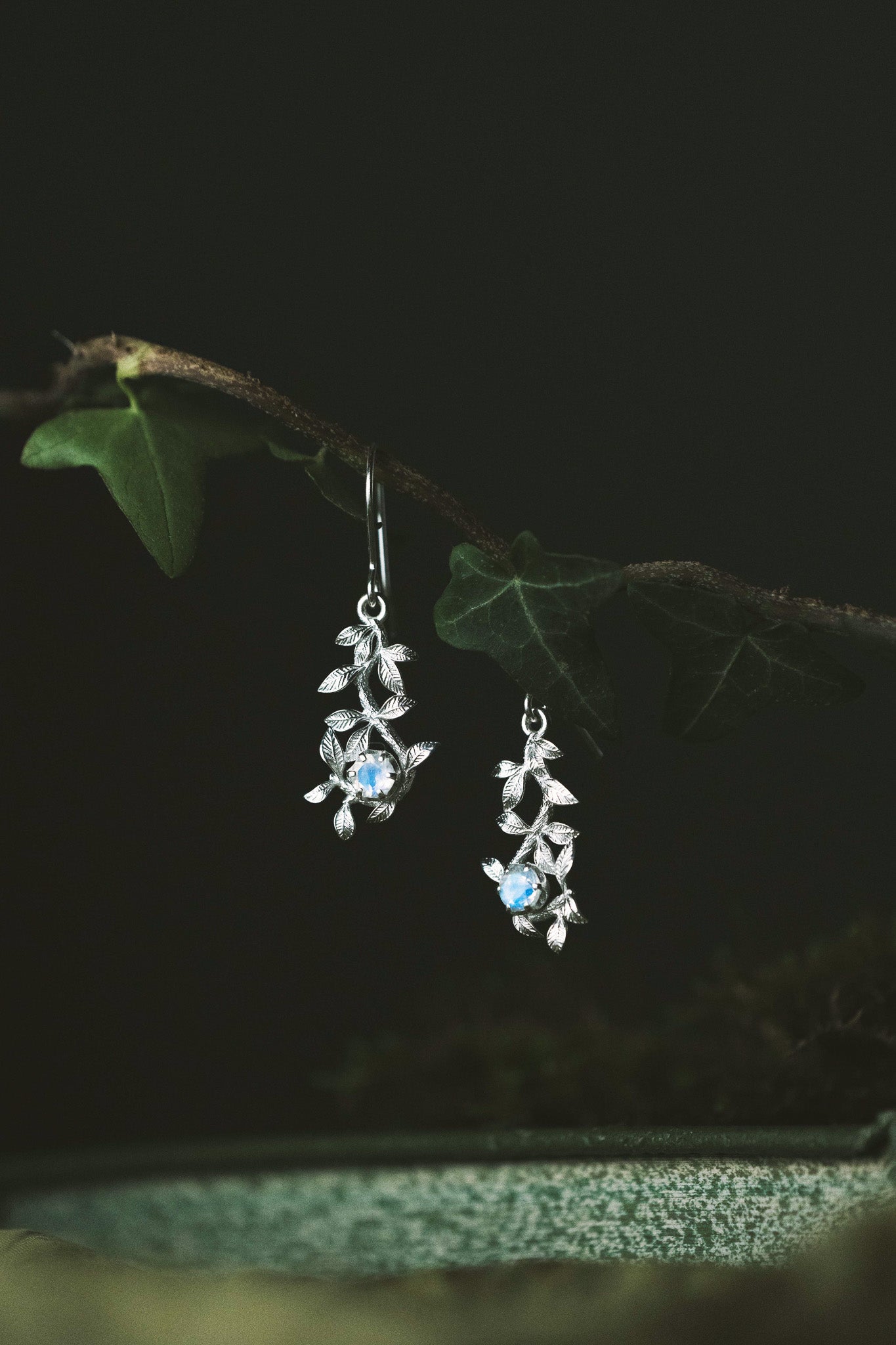 Rainbow Moonstone Gaia Drop Earrings