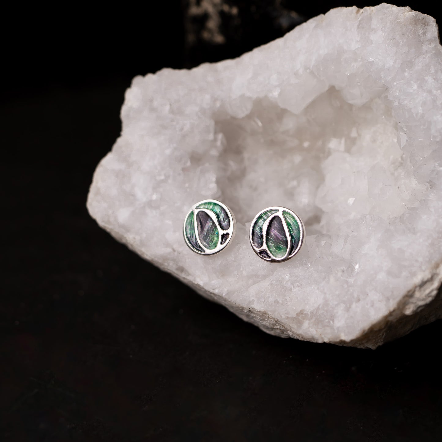 Aurora Sterling Silver Enamelled Stud Earrings