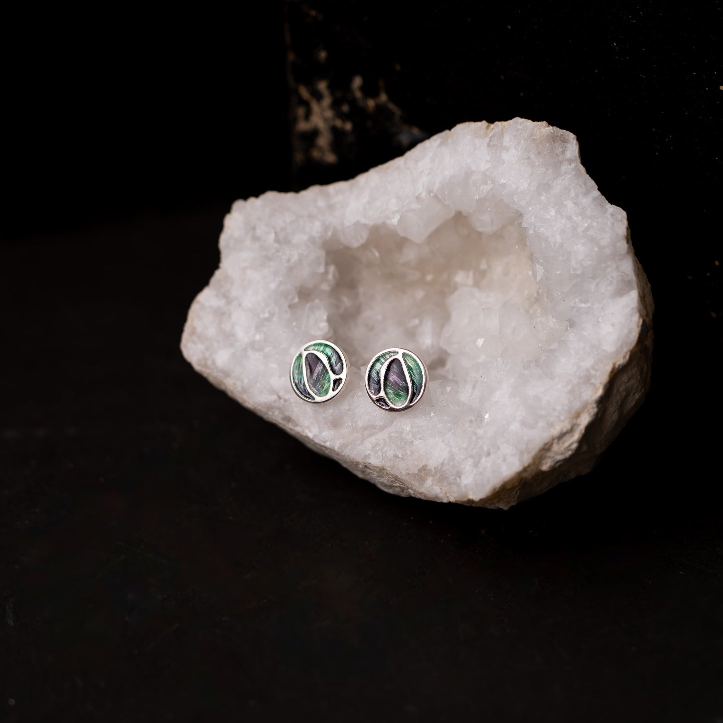 Aurora Sterling Silver Enamelled Stud Earrings