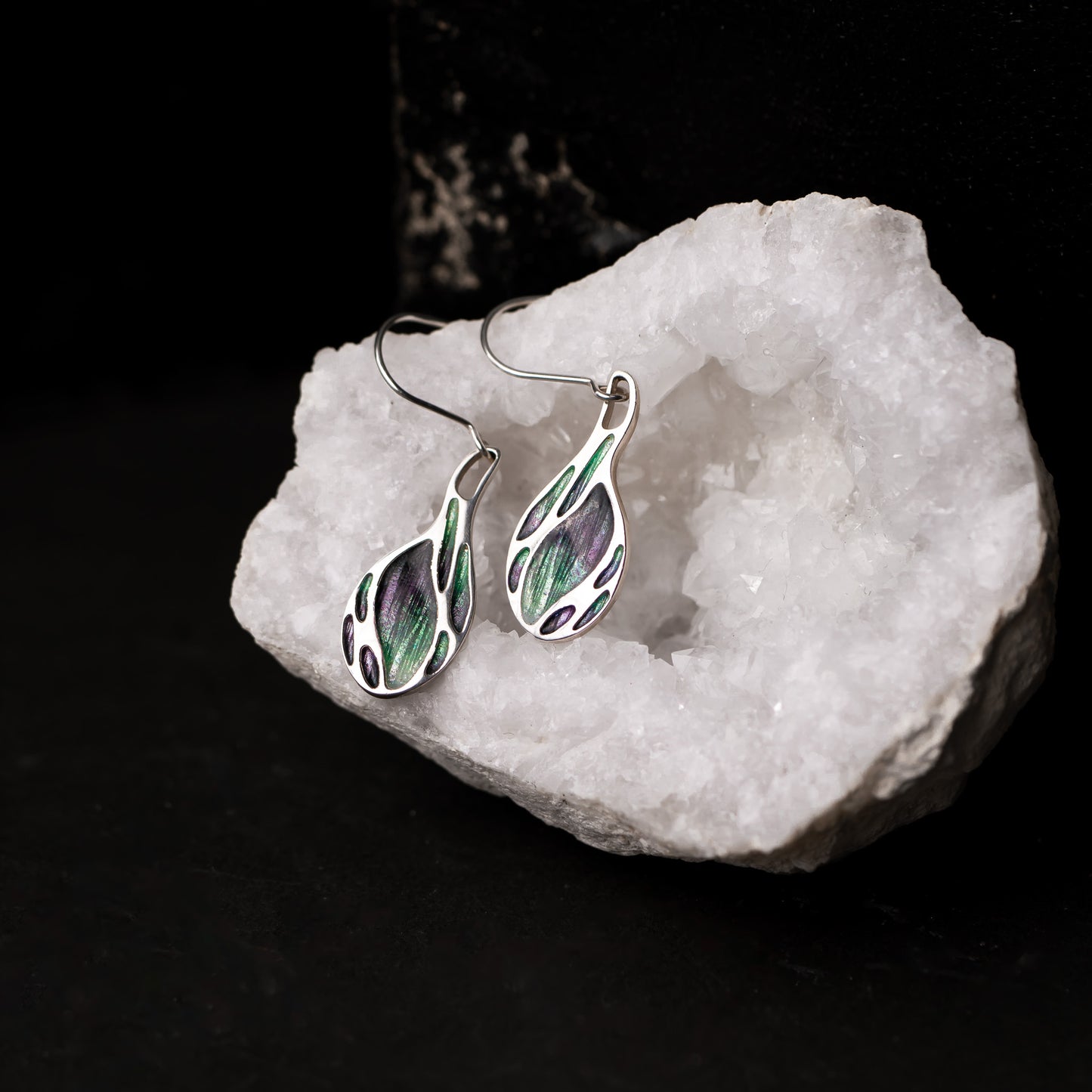 Aurora Enamelled Sterling Silver Earrings