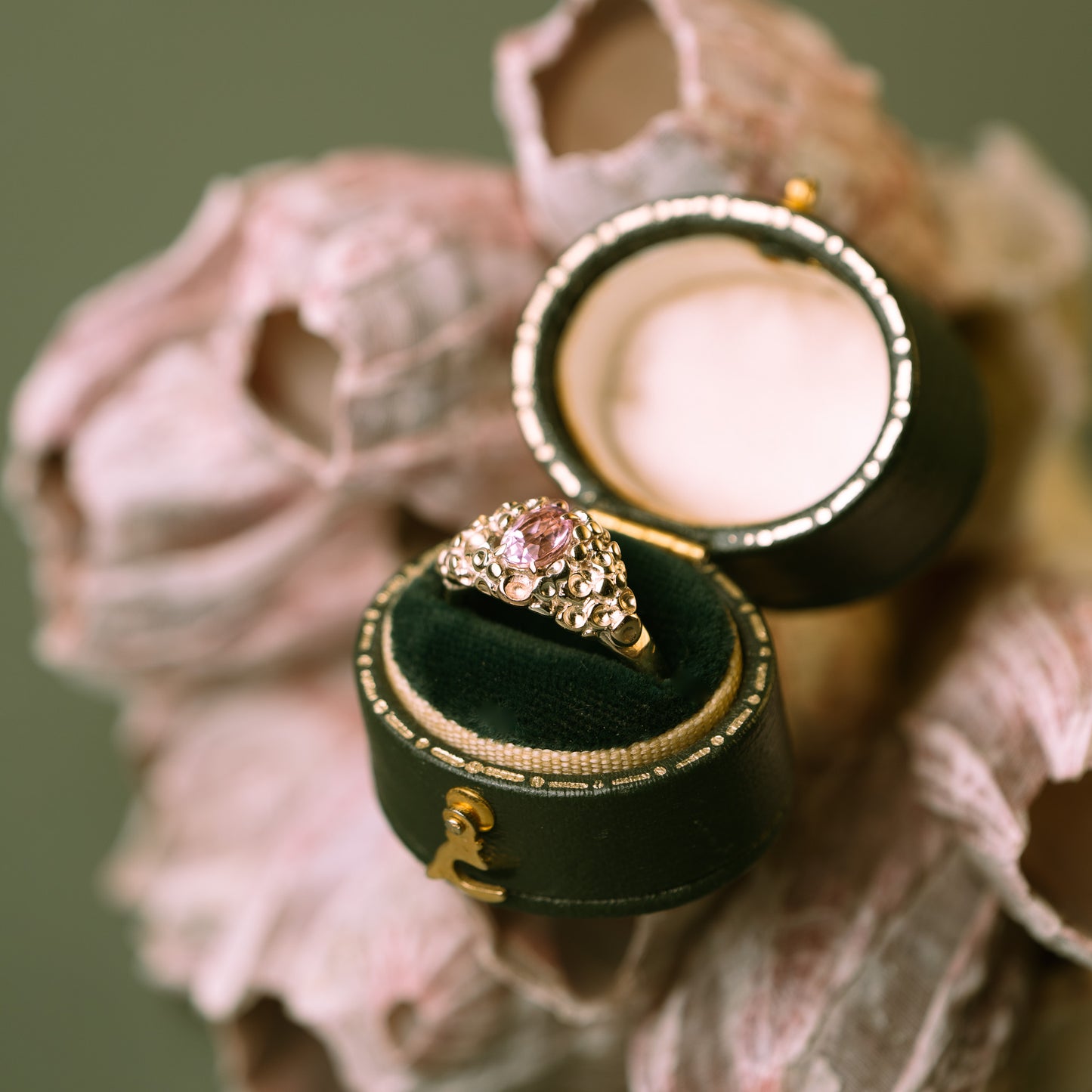 Yellow and White Gold Barnacle Ring with Morganite