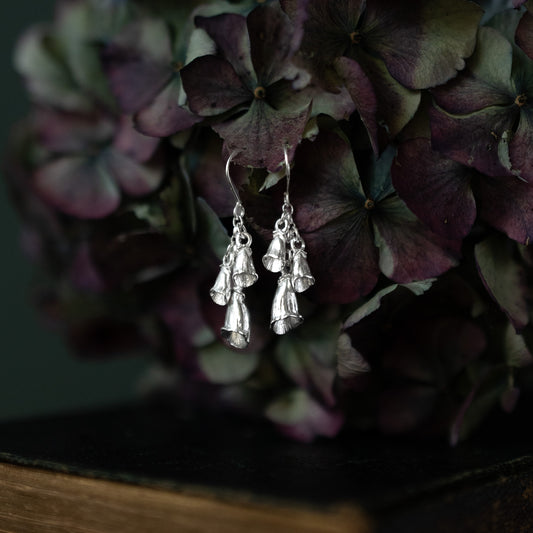 Silver Foxglove Cascade Dangle Earrings