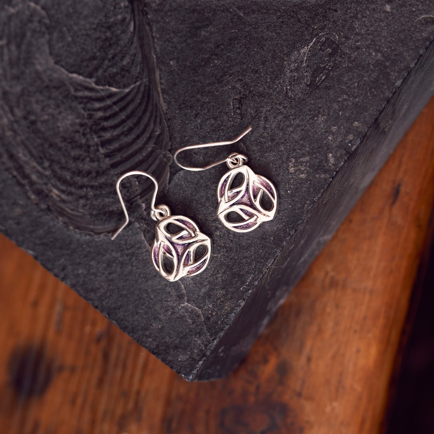 Heather - Archibald Knox Ulican Round Enamel Earrings