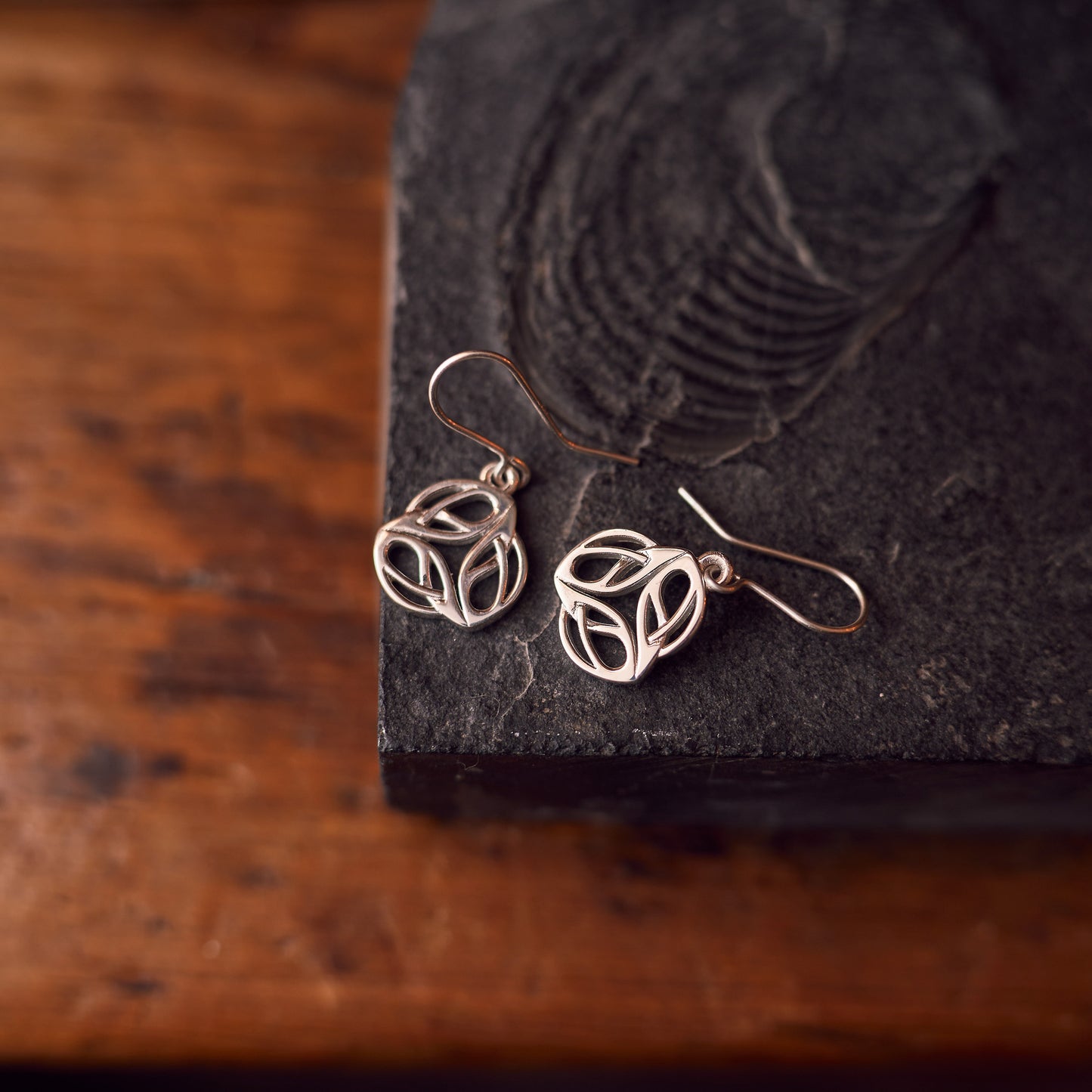 Archibald Knox Ulican Silver 'Triskel' Dangle Earrings
