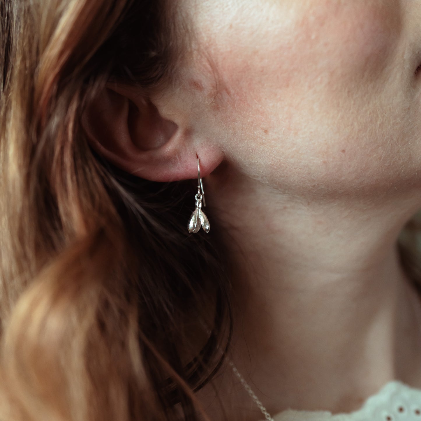 Silver Snowdrop Dangle Earrings