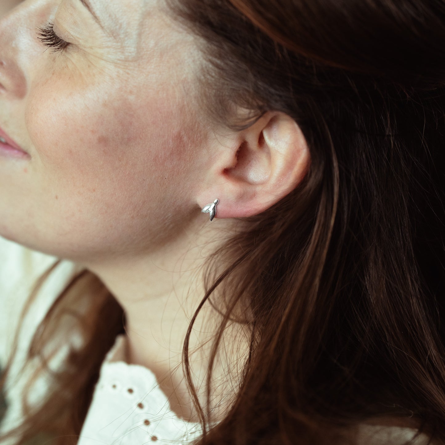 Silver Snowdrop Stud Earrings