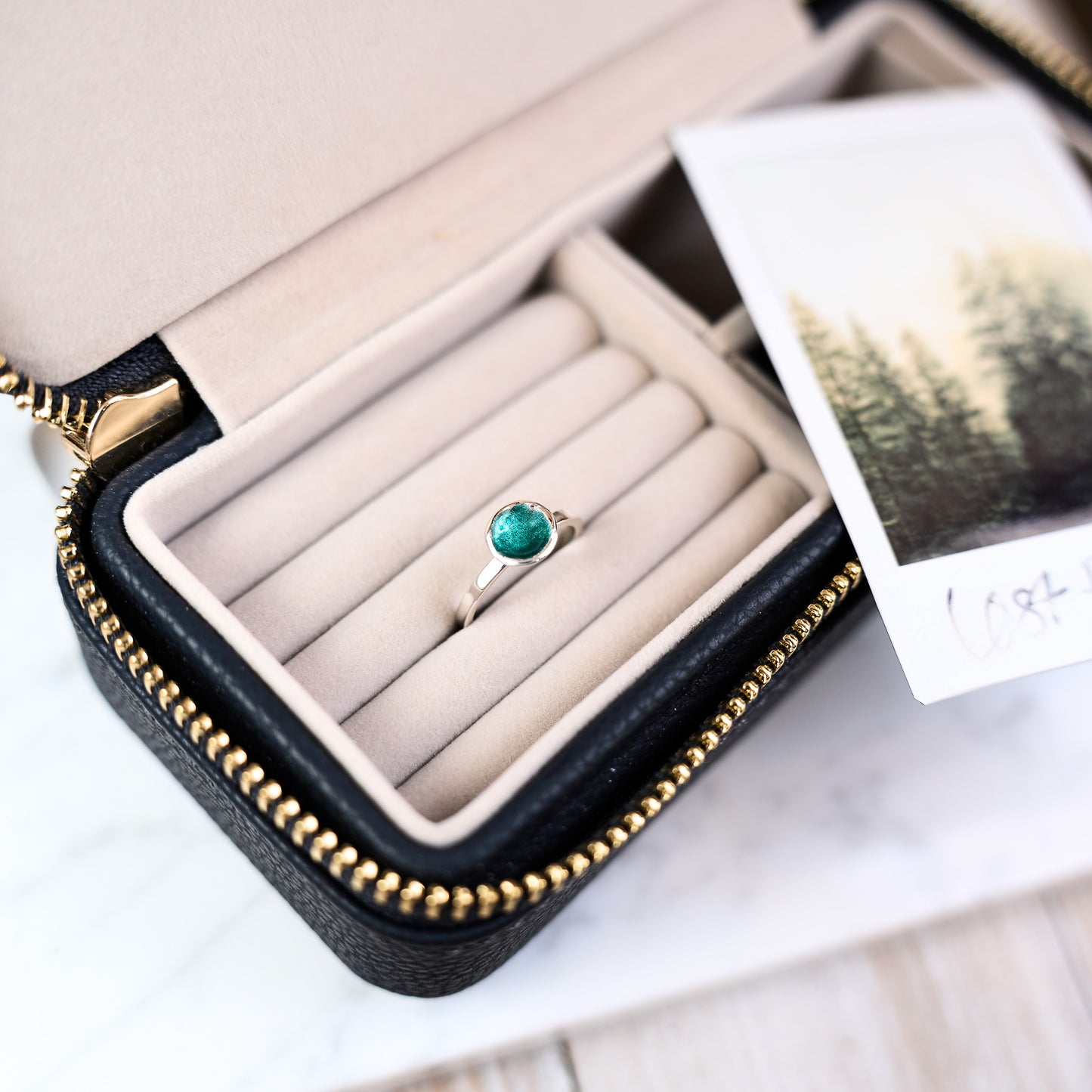 Lost Forest Silver Enamel Droplet Ring