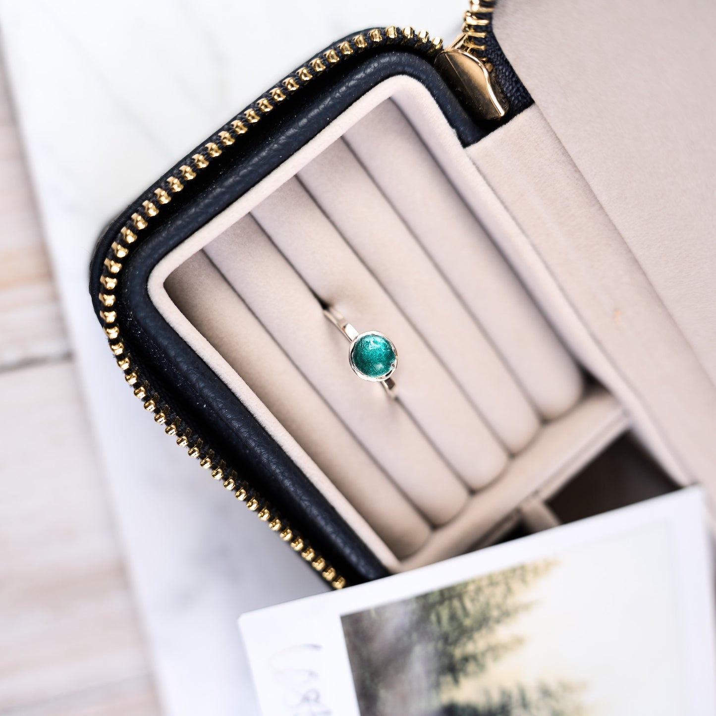 Lost Forest Silver Enamel Droplet Ring