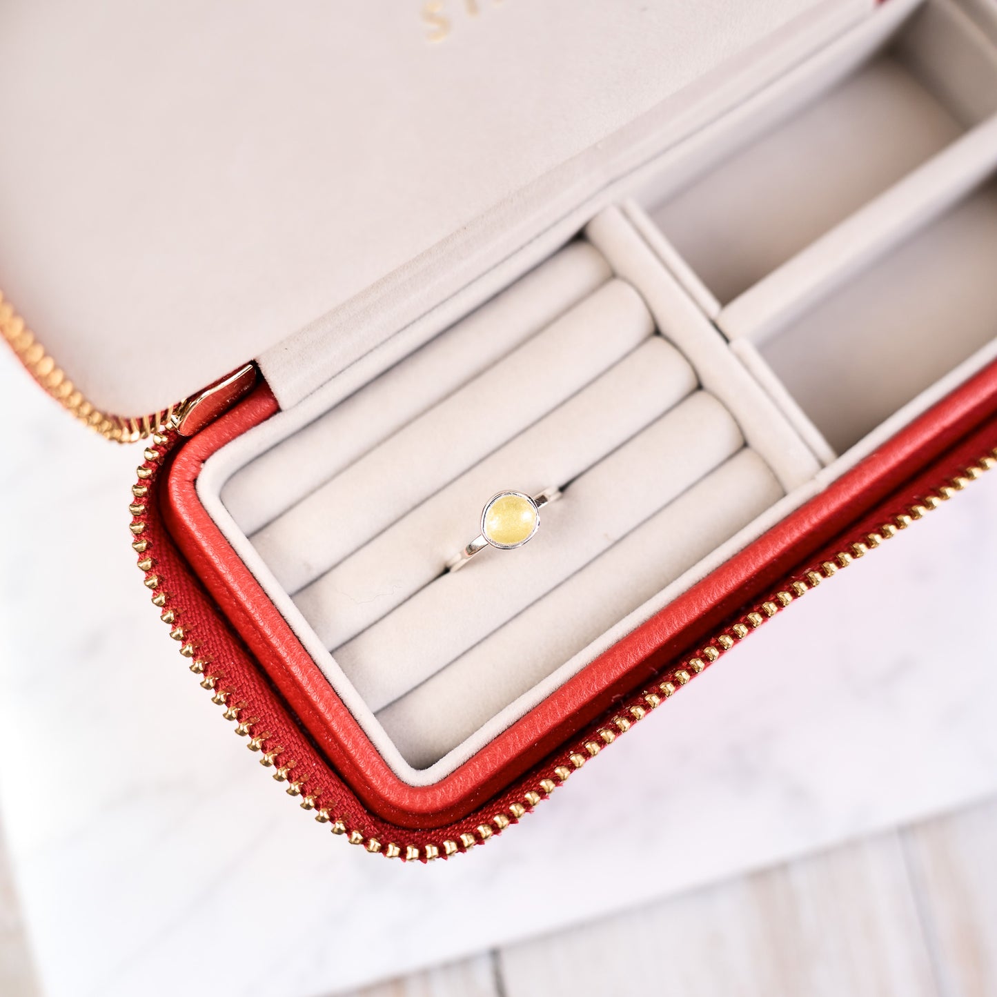 Gorse Silver Enamel Droplet Ring