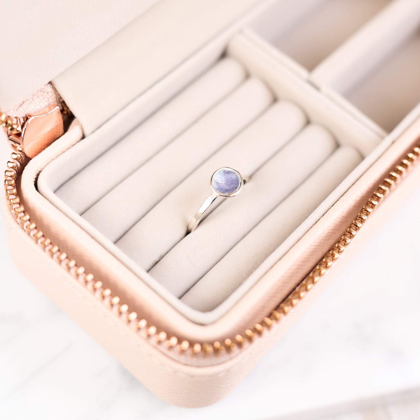 Heather Silver Enamel Droplet Ring