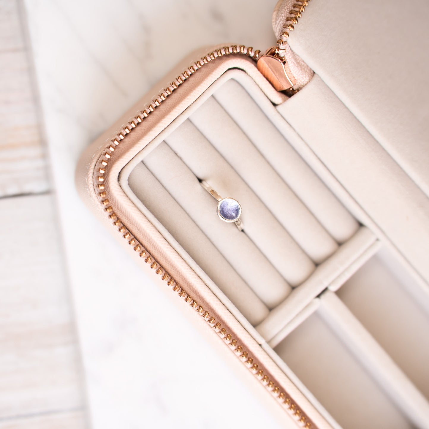 Heather Silver Enamel Droplet Ring