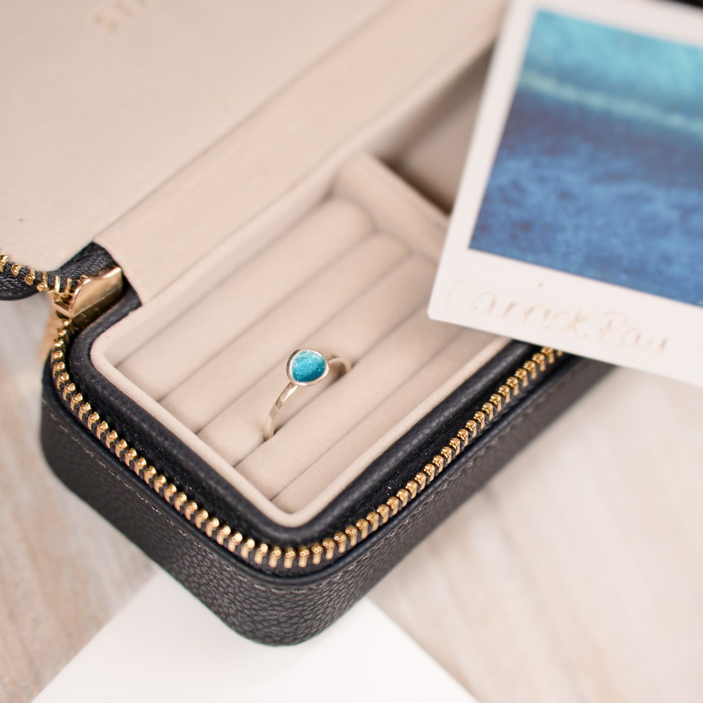 Carrick Bay Silver Enamel Droplet Ring