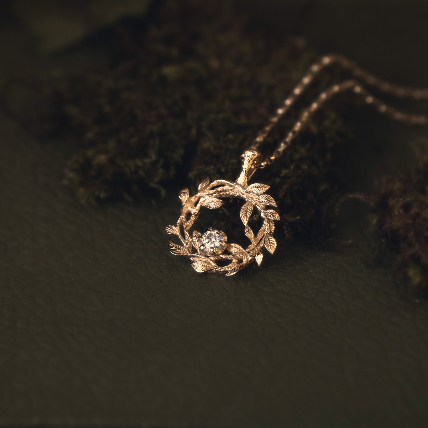 Gold Gaia Pendant Necklace with Moissanite