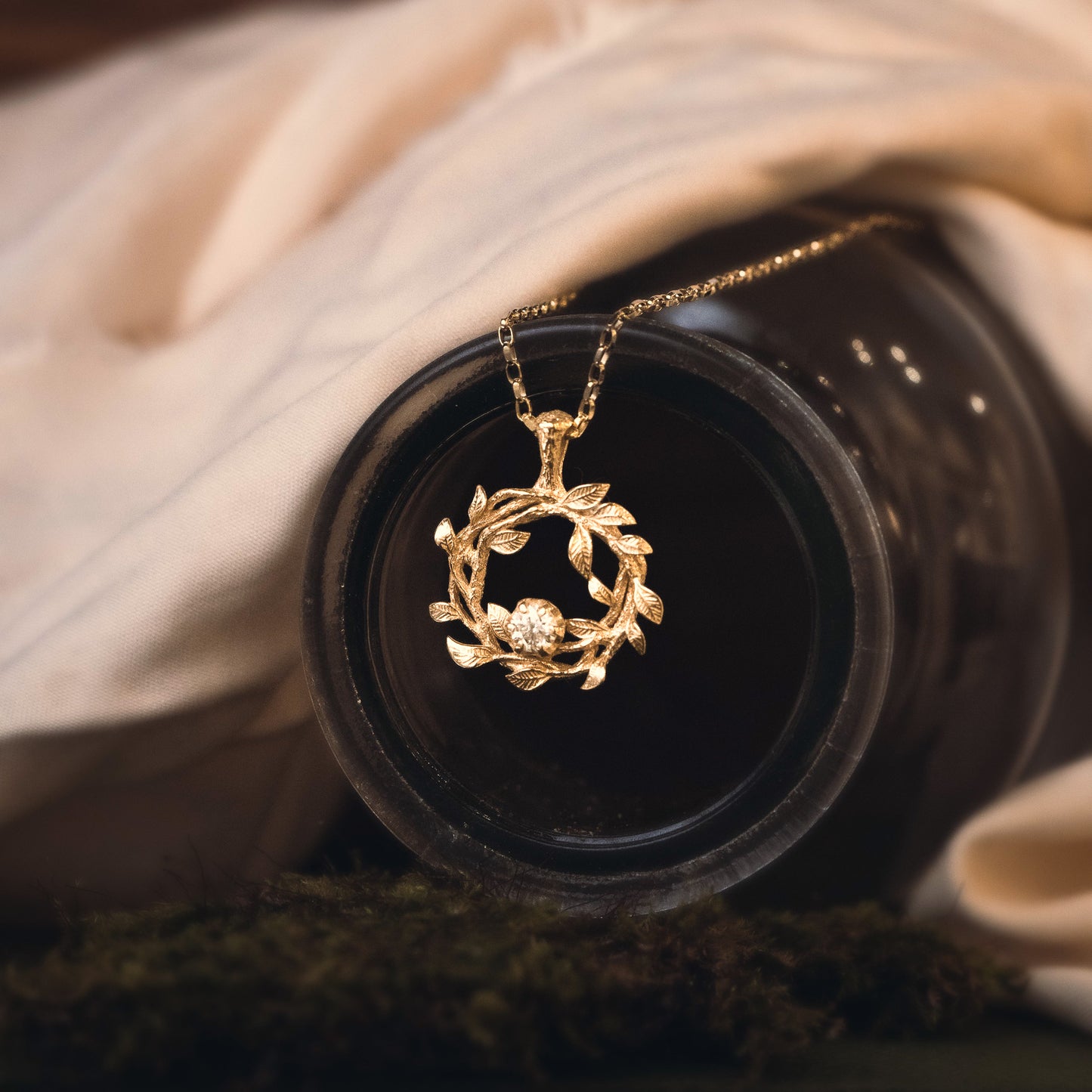 Gold Gaia Pendant Necklace with Moissanite