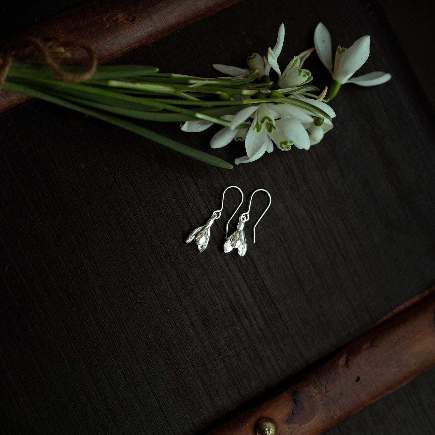 Silver Snowdrop Dangle Earrings
